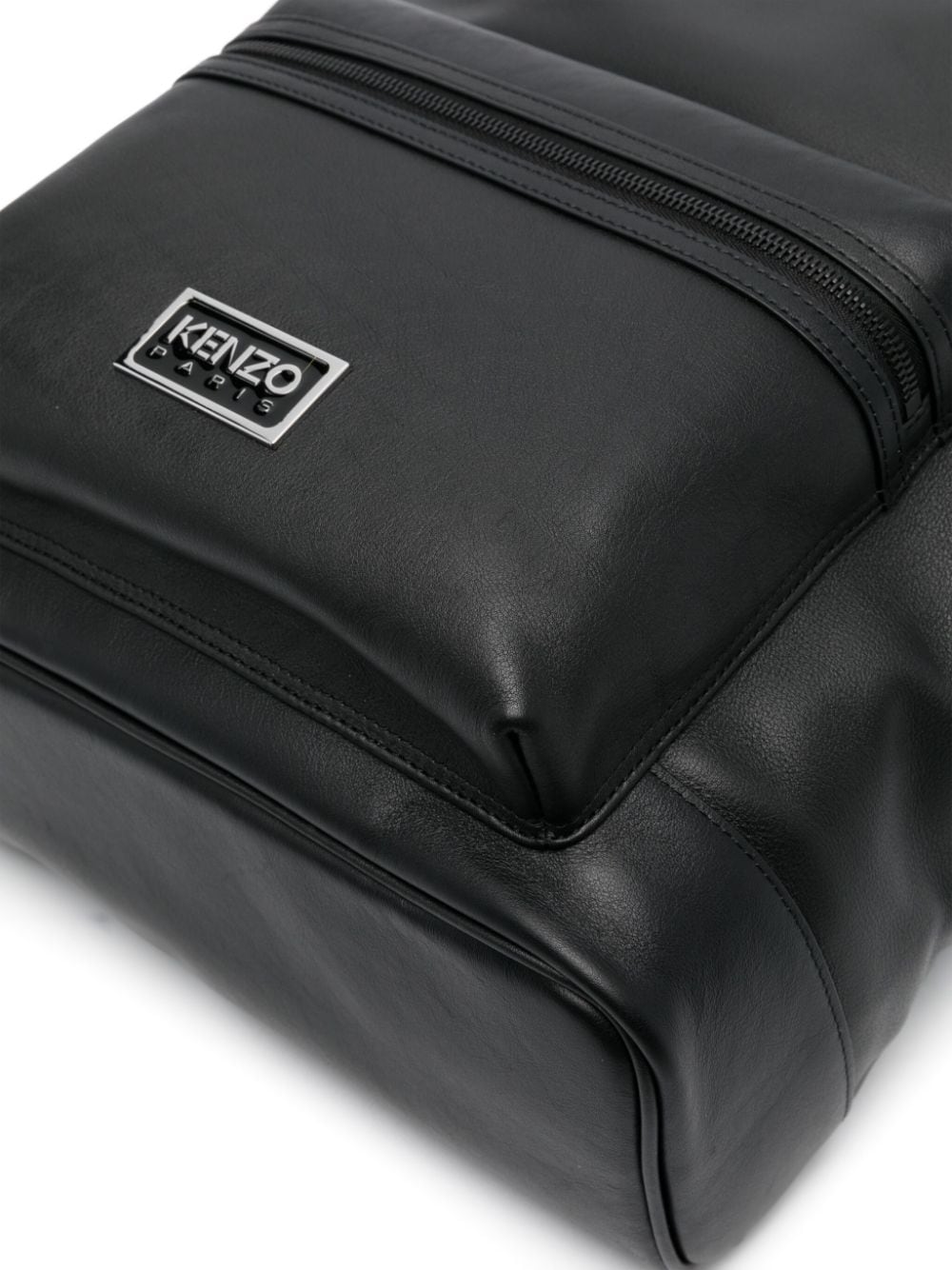 Shop Kenzo Logo-plaque Leather Backpack In Black