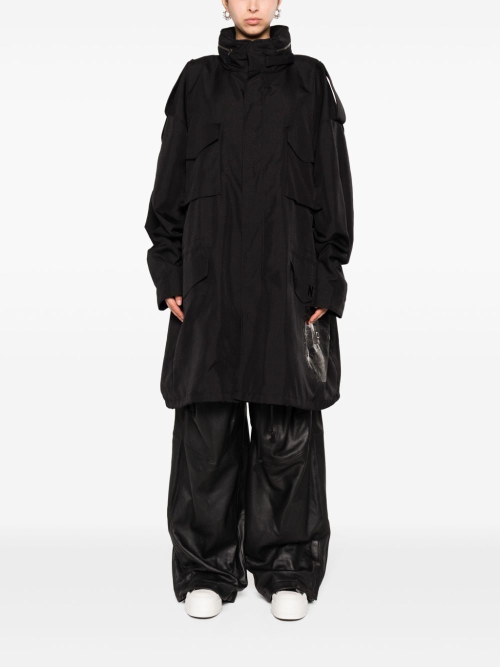 Shop Maison Margiela Concealed-hood Cotton Parka Coat In Black