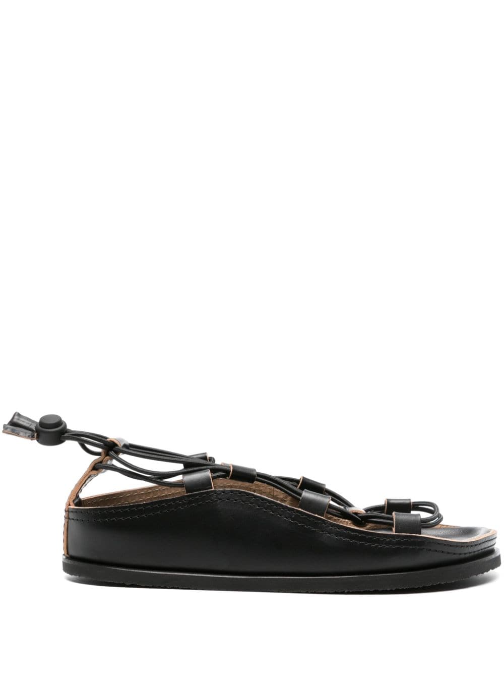 Shop Lemaire Multi-way Strap Leather Sandals In Black