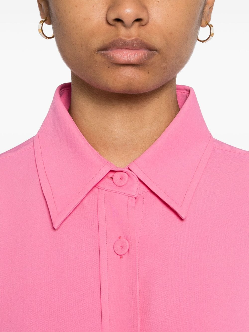 Shop Stella Mccartney Drop-shoulder Crepe Shirt In Pink