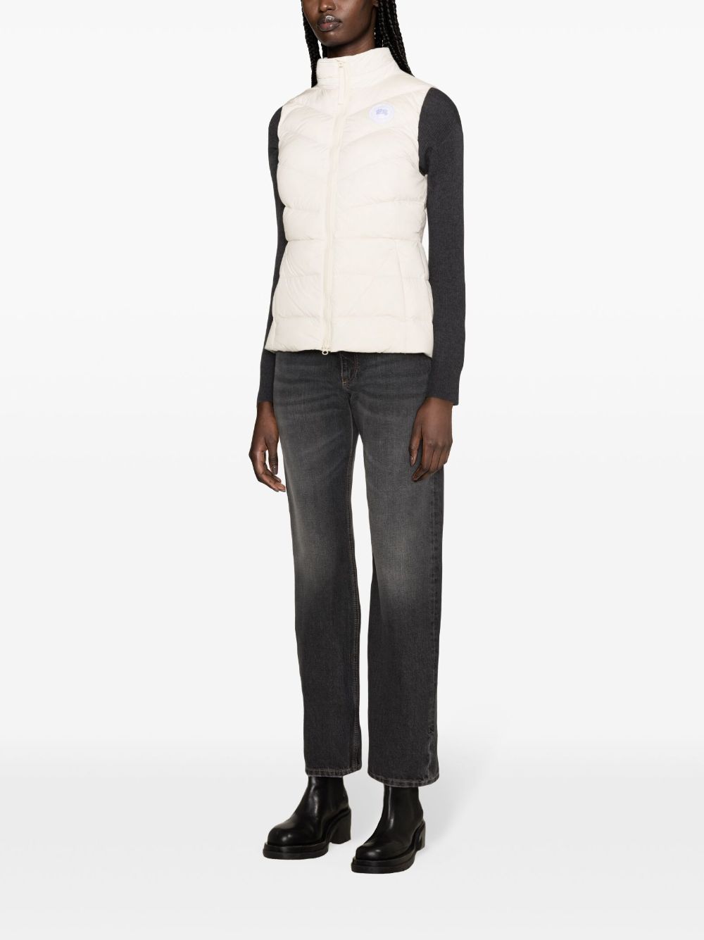 Shop Canada Goose Clair Hooded Puffer Gilet In Neutrals