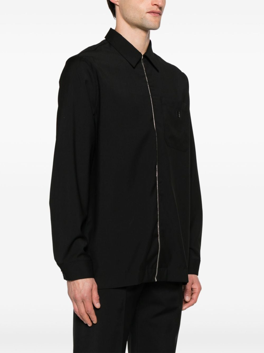 Shop Givenchy 4g-plaque Wool Shirt In Black