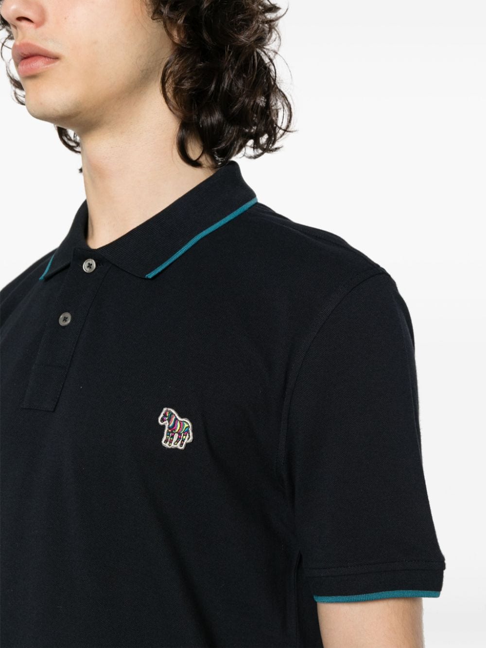Shop Ps By Paul Smith Logo-appliqué Polo Shirt In Black