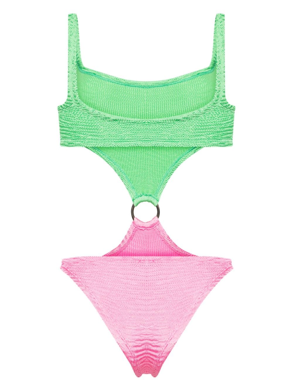 Shop Paramidonna Olivia Colour-block Crinkled Swimsuit In Pink