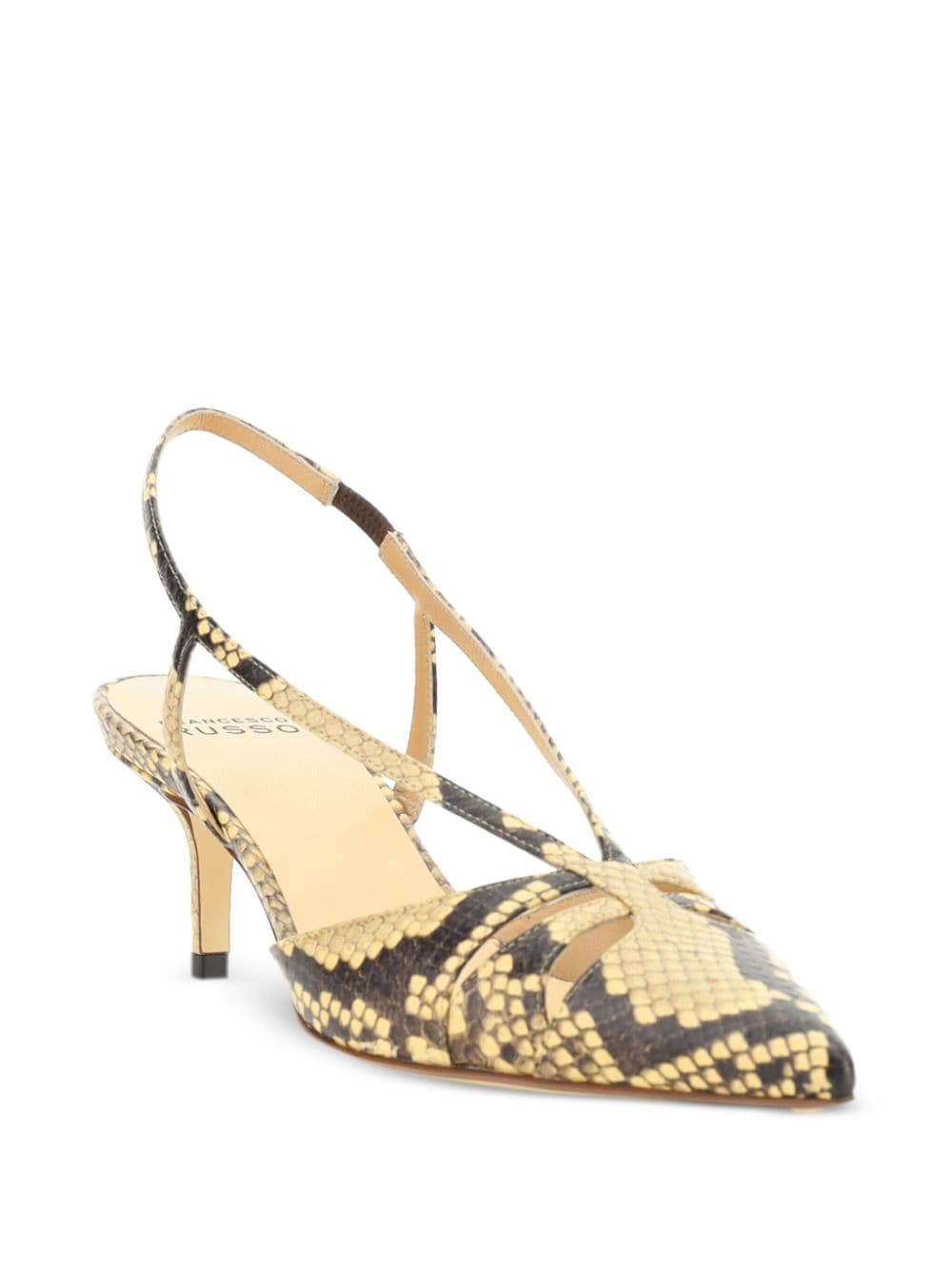 Francesco Russo snakeskin-print slingback pumps - Beige