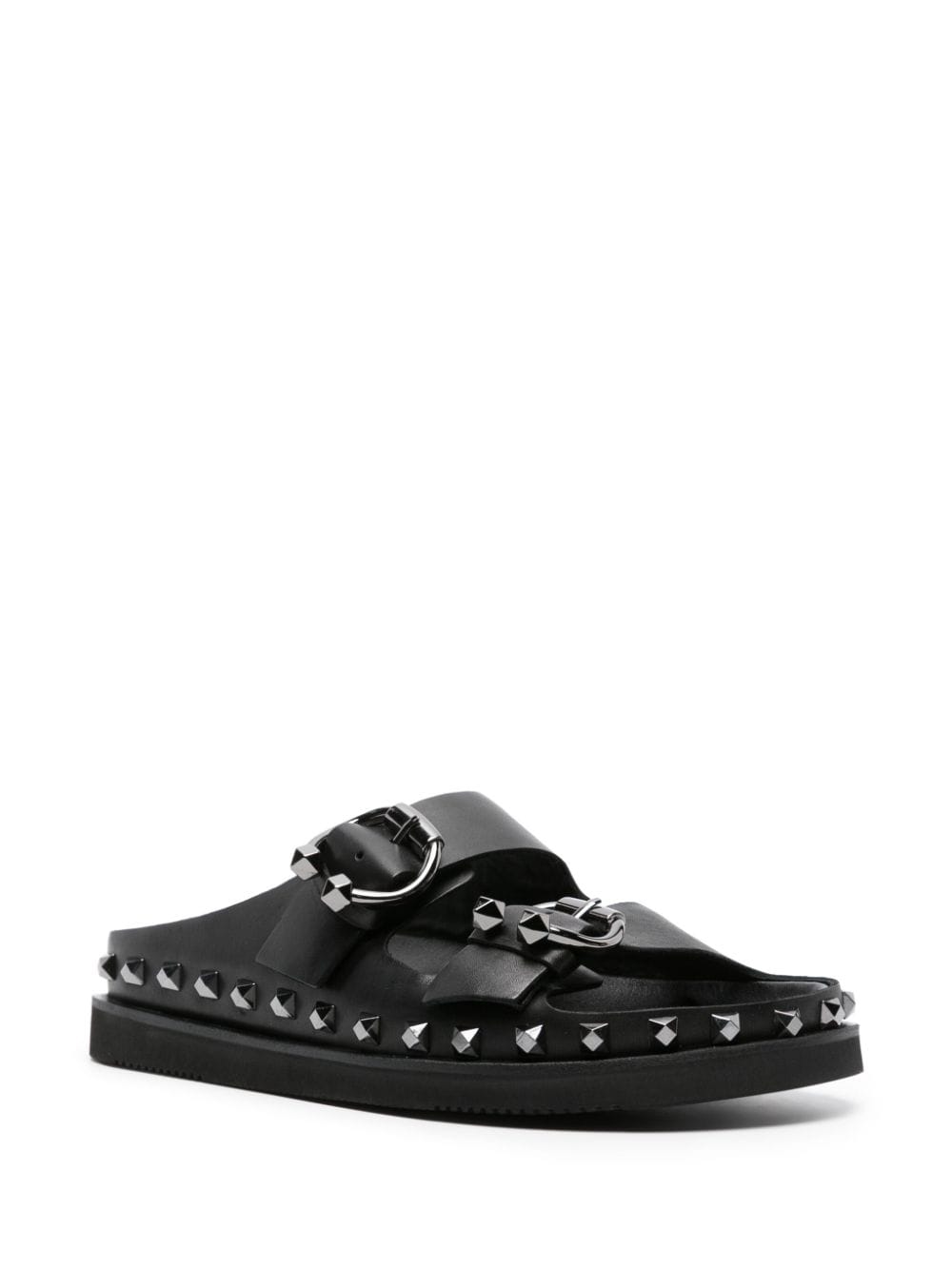 Shop Ash Studded Leather Slides In 黑色