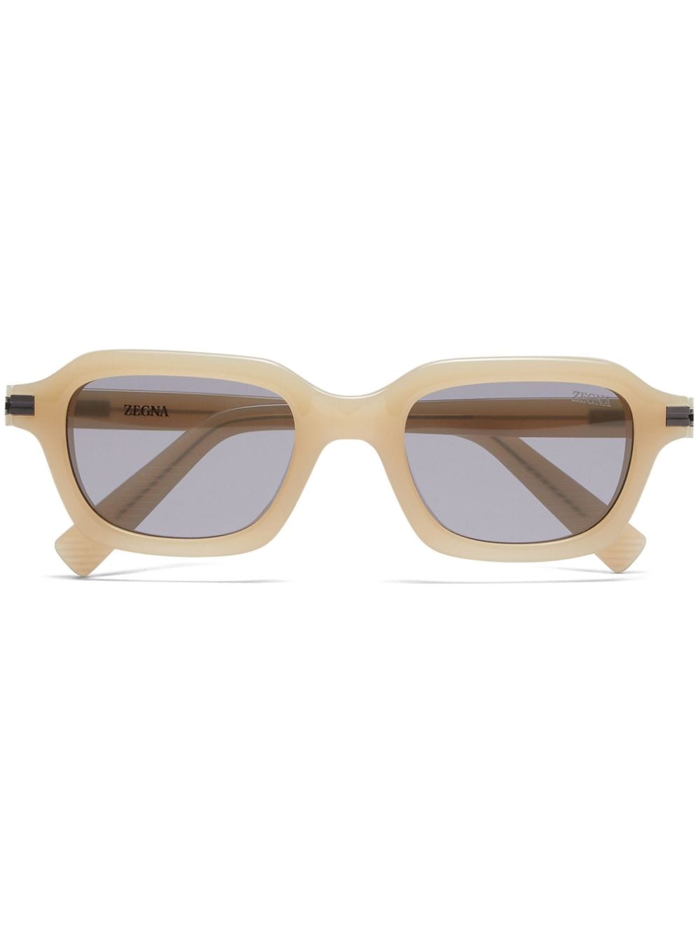 Zegna Rectangular-frame Tinted Sunglasses In Neutrals