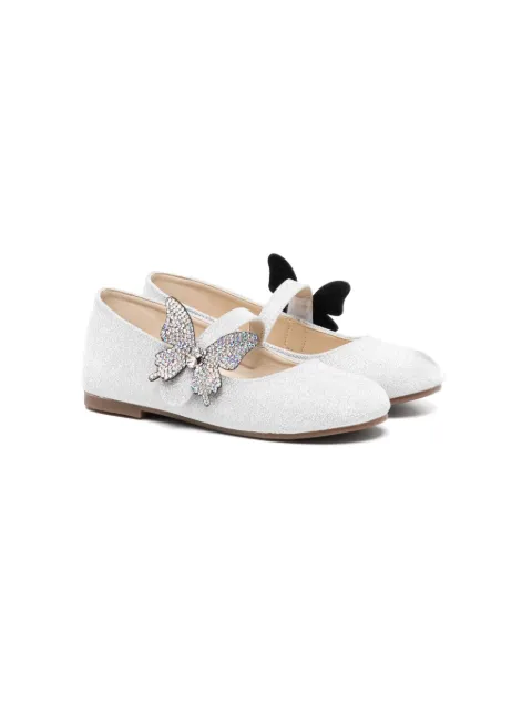 BabyWalker butterfly-appliqué metallic ballerina shoes