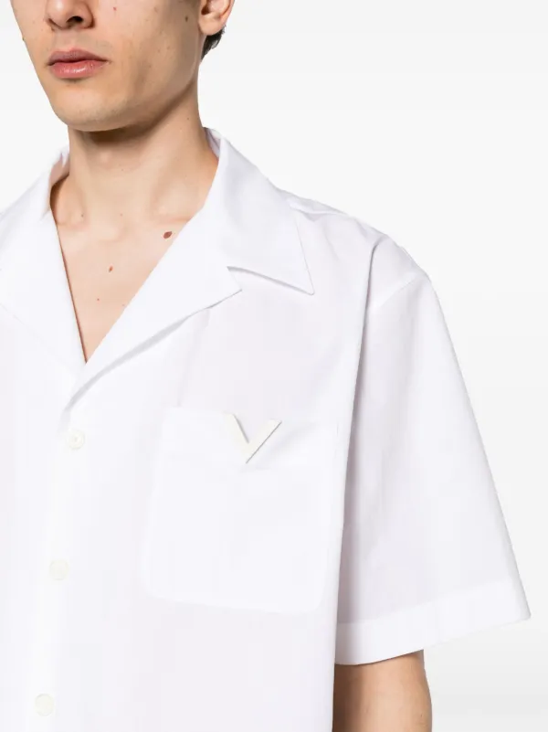 Valentino Garavani V-logo Cotton Shirt | White | FARFETCH IN