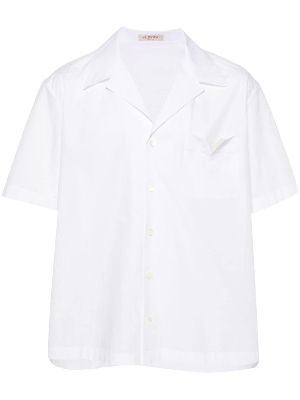 Shop Valentino V-logo Cotton Shirt In White