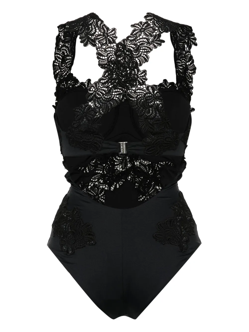 Image 2 of Ermanno Scervino macramé-panelling swimsuit