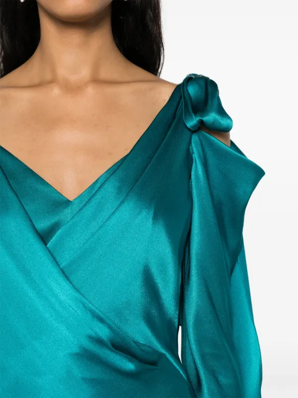 スカート A FERRETTI Chiffon dress Green Alberta Ferretti Long Chiffon Dress With Flowers And Remage
