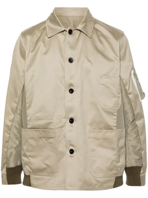 sacai panelled twill shirt jacket