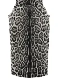 Saint Laurent leopard-print silk skirt - Black