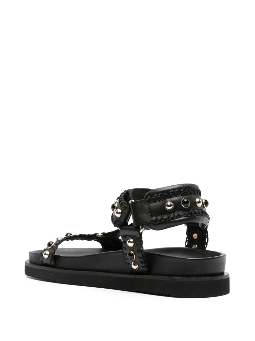 Shop Ash Utopia Studded Leather Sandals In Black