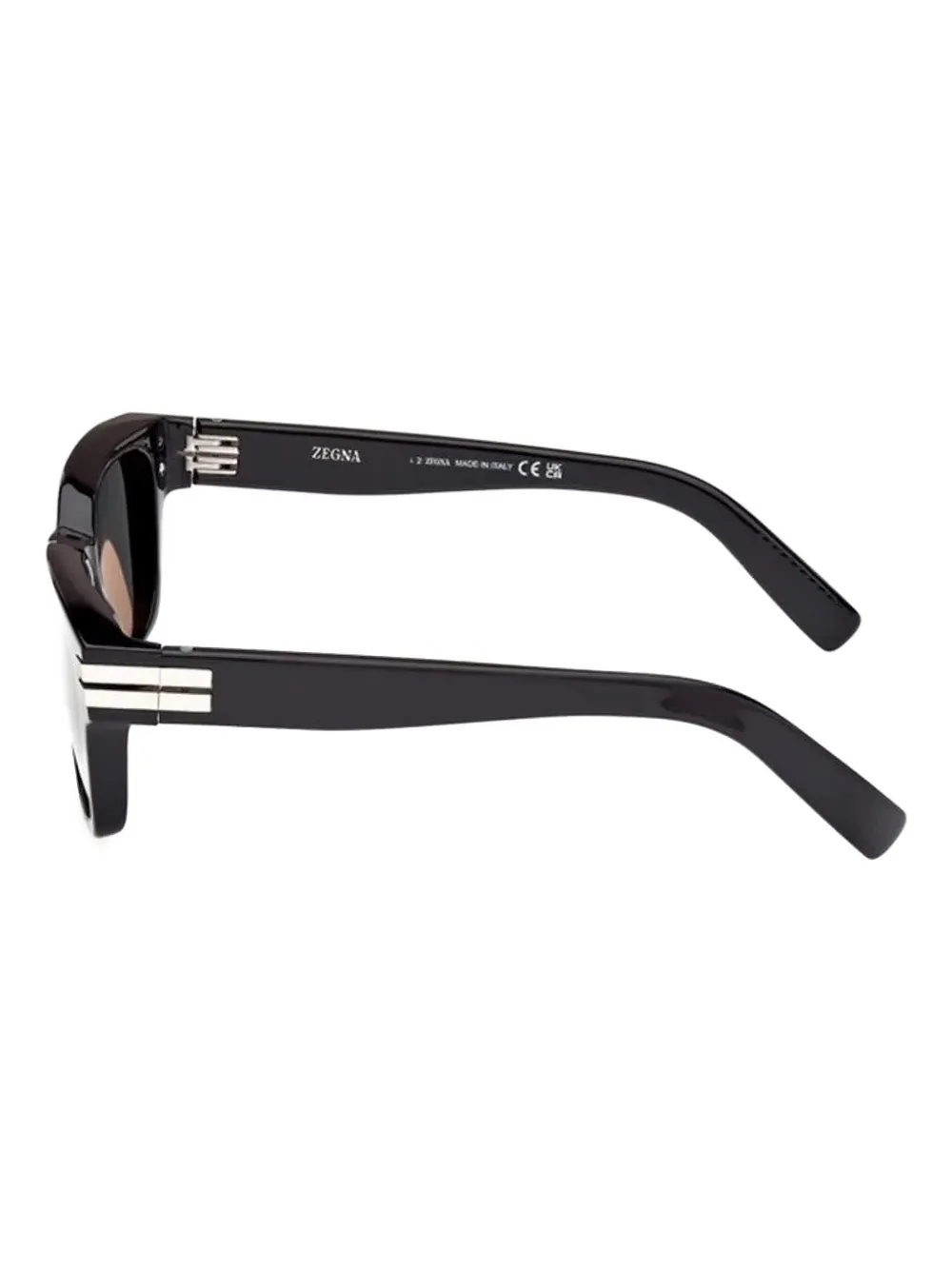 Zegna 55mm Polarized Rectangular Sunglasses In Black