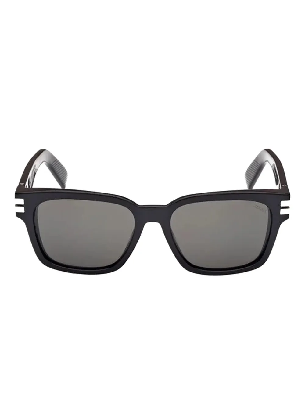 Zegna 55mm Polarized Rectangular Sunglasses In Black