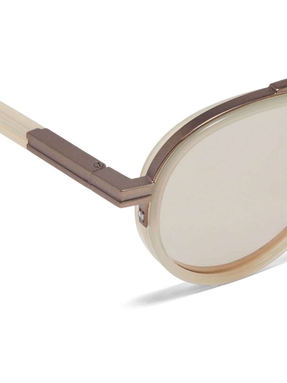 Shop Zegna Orizzonte Ii Round-frame Sunglasses In Nude