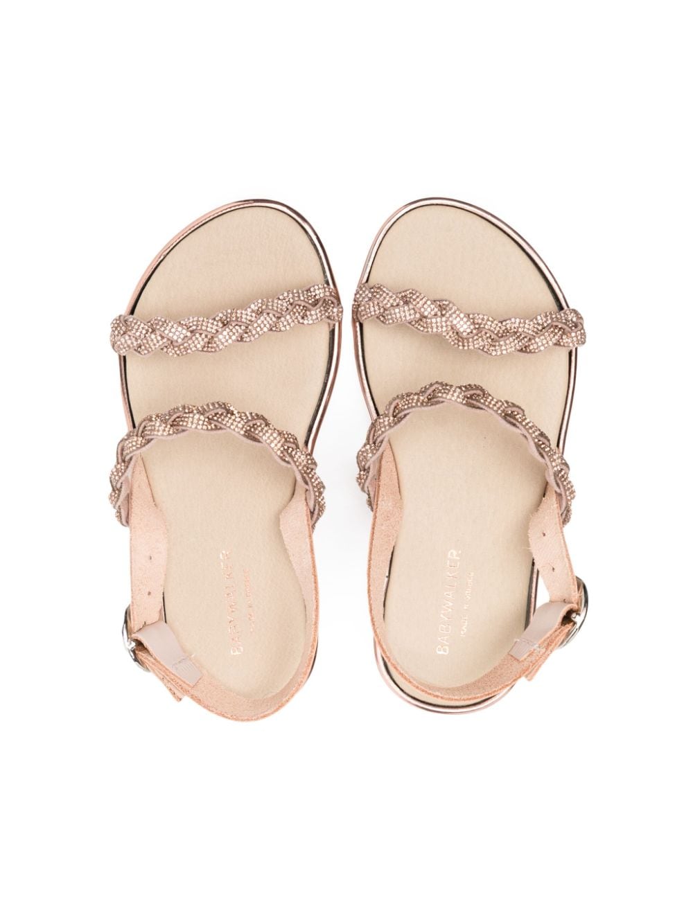 Shop Babywalker Crystal-embellished Braided Sandals In Pink