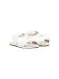 BabyWalker crystal-embellished faux-fur trim sandals - White