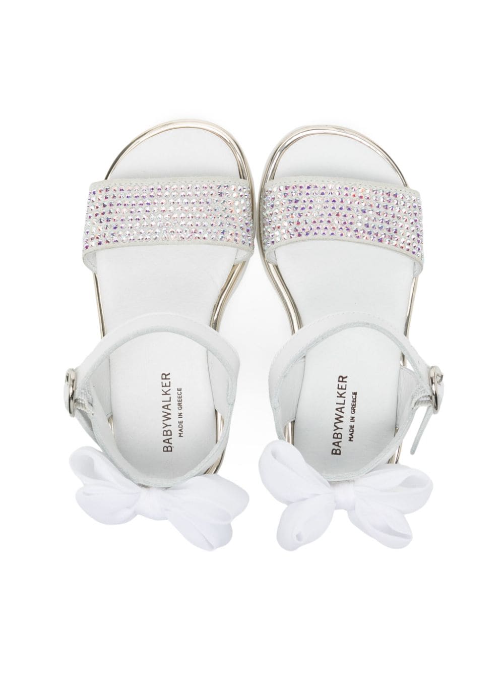 Shop Babywalker Bow-appliqué Crystal-embellished Sandals In White