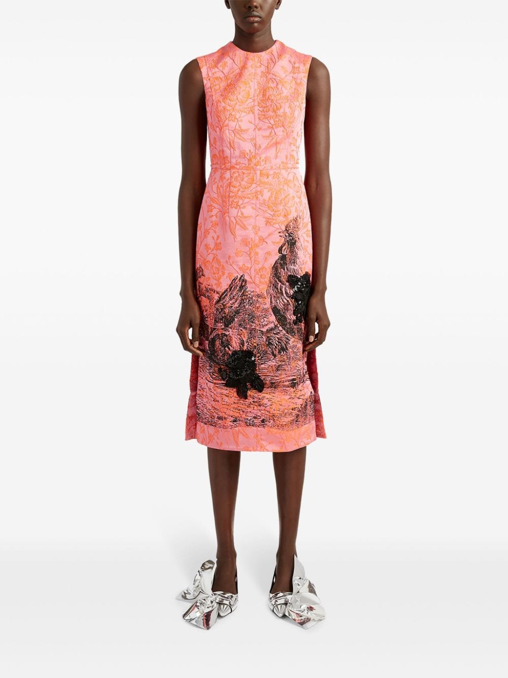 ERDEM Midi-jurk met print Roze