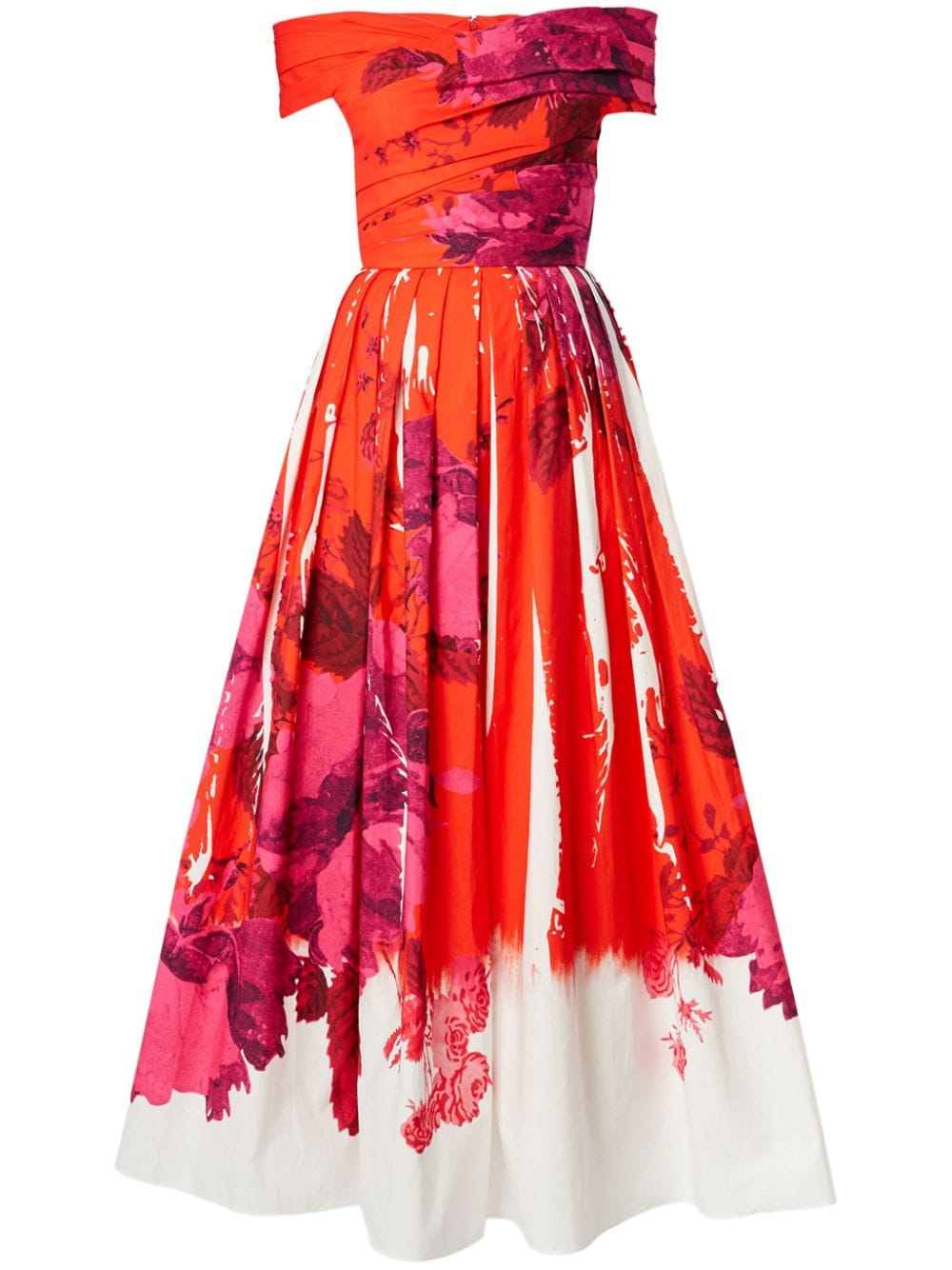 Erdem floral-print off-shoulder dress Rood