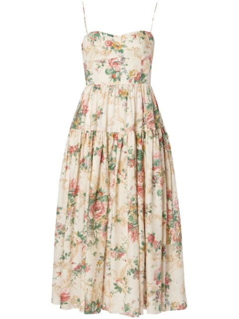 ERDEM Kleid aus Leinen mit Blumen-Print