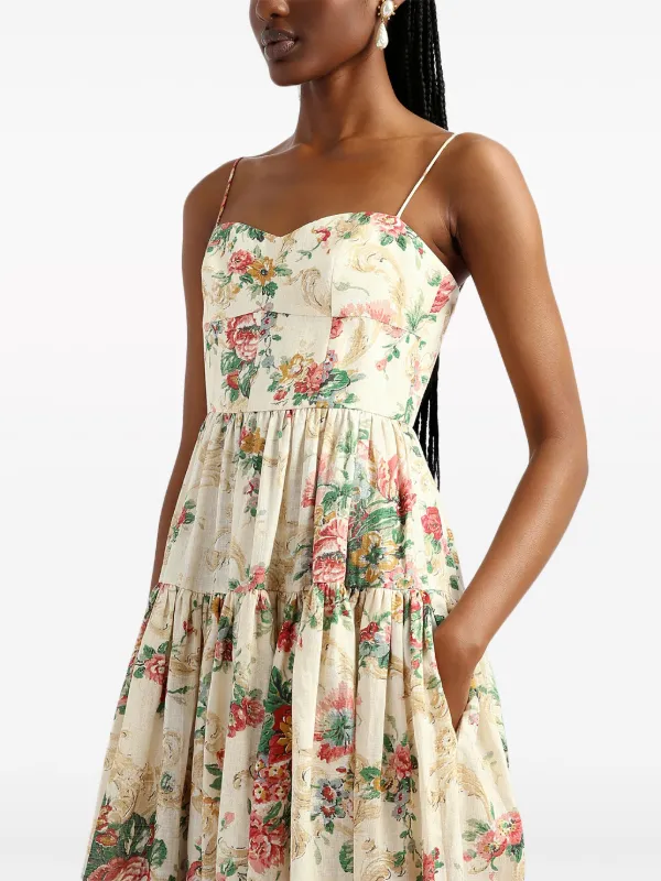 ERDEM floral-print Linen Dress Neutrals FARFETCH IN