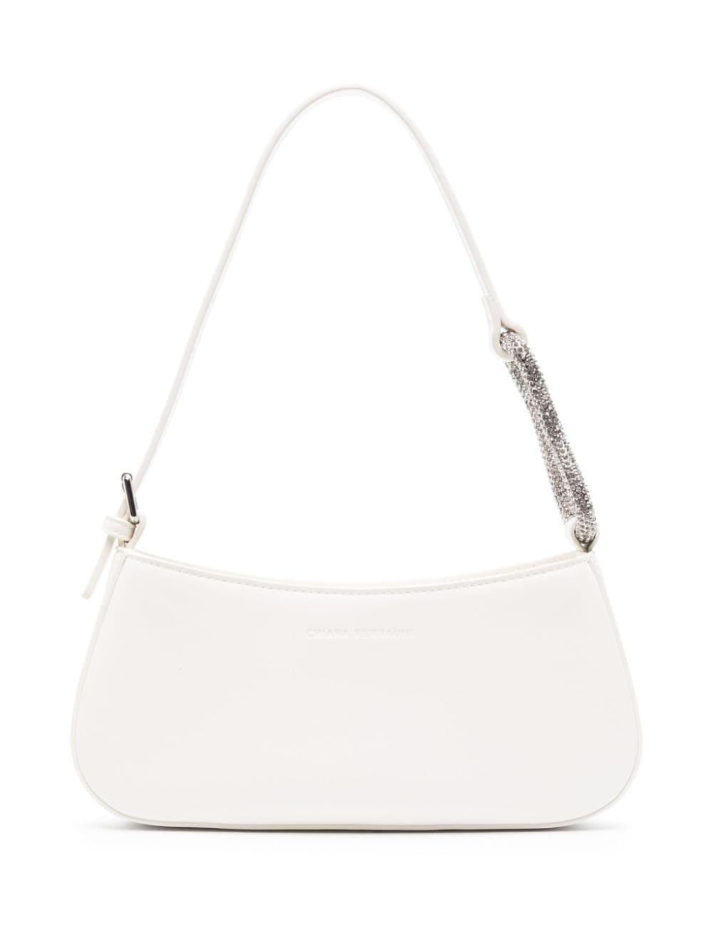 Shop Chiara Ferragni Rhinestone-embellished Trapeze Shoulder Bag In White