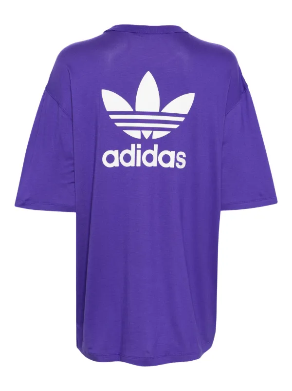 Adidas Trefoil logo applique T shirt Purple FARFETCH