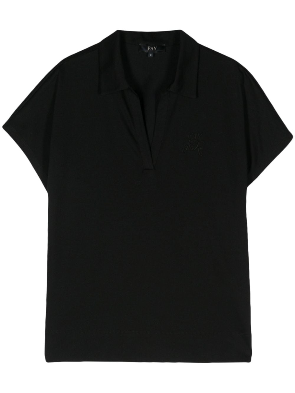 Shop Fay Logo-embroidered Piqué Polo Shirt In 黑色