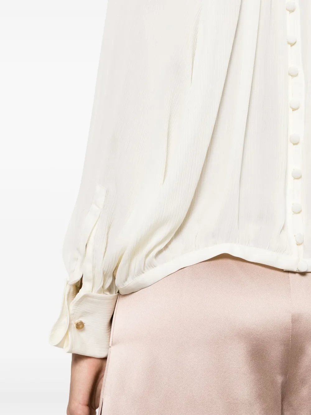 Max Mara Plissé zijden blouse Beige