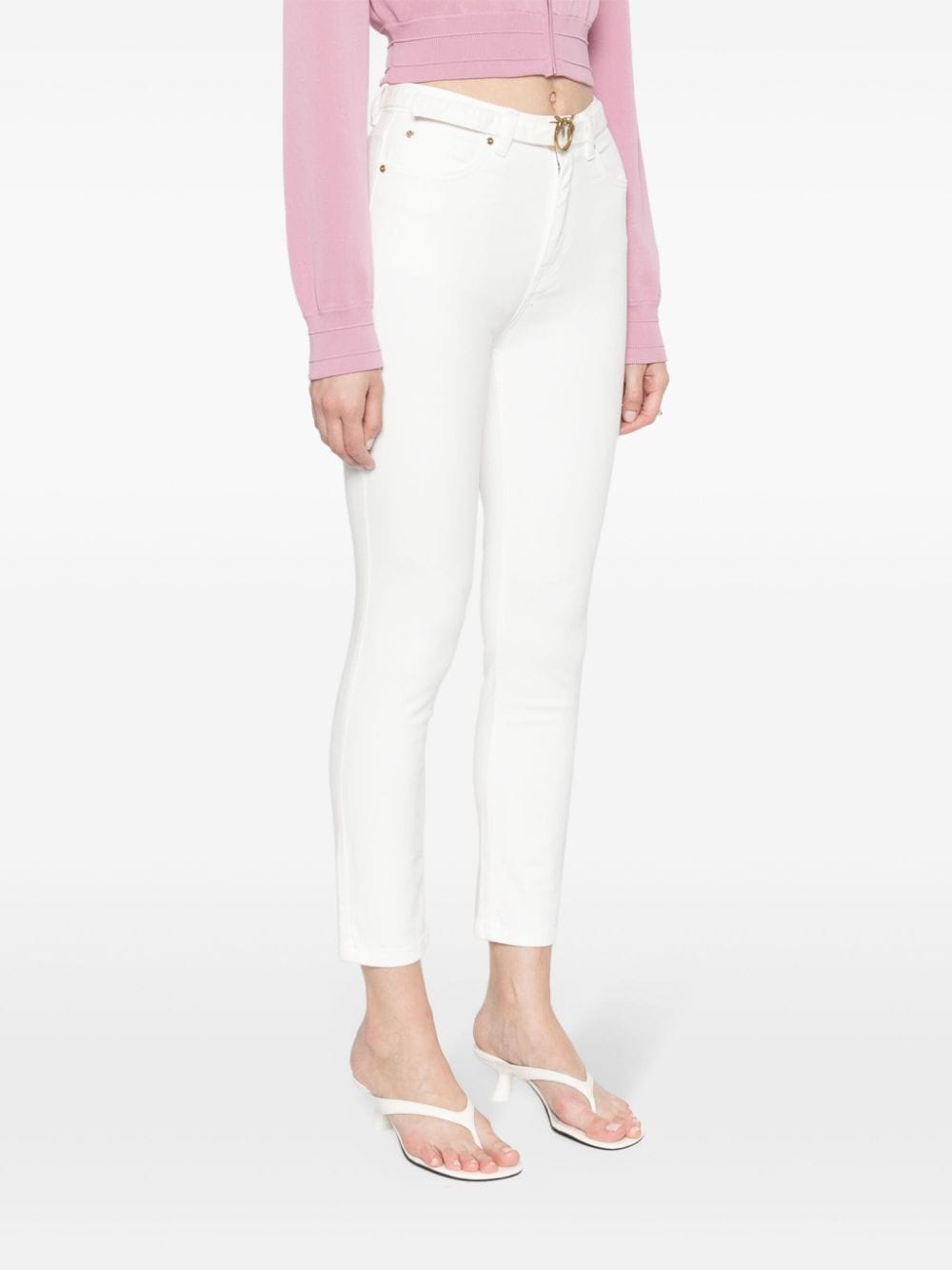 Shop Pinko Susan High-waisted Jeans In White
