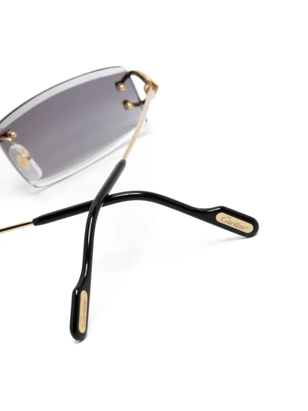 Cartier Eyewear リムレス スクエア眼鏡フレーム | ゴールド