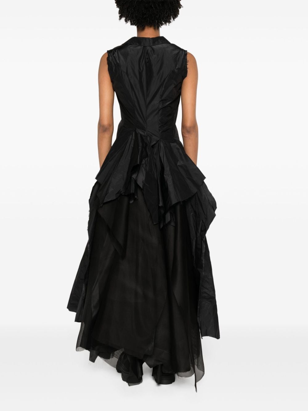 Shop Marc Le Bihan Raw-cut Layered Maxi Dress In Black