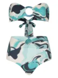 Silvia Tcherassi Garlenda marble-print bikini - Blue