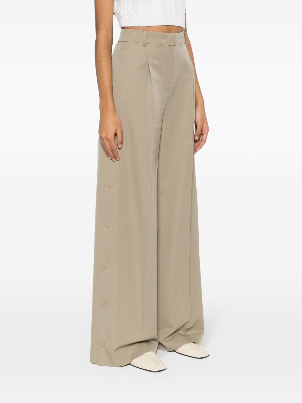 Shop Max Mara Segale High-waist Wide-leg Trousers In Grün