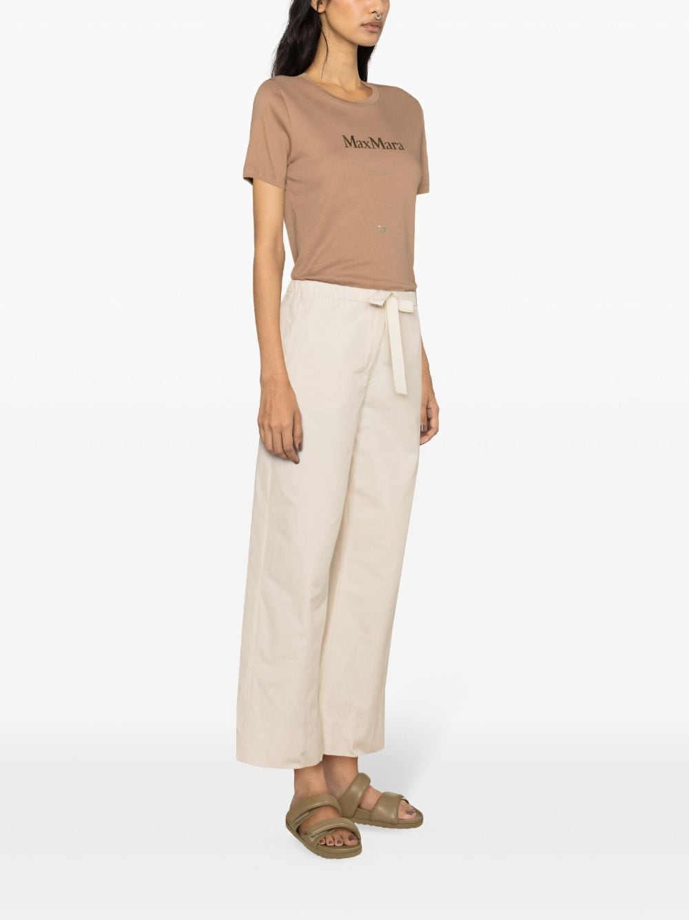 Shop 's Max Mara Argento Mid-rise Straight-leg Trousers In Neutrals