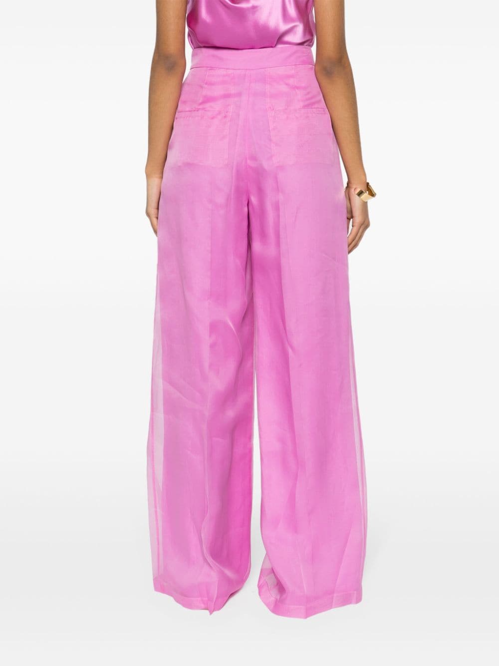 Shop Max Mara Silk Sheer Straight Trousers In Pink