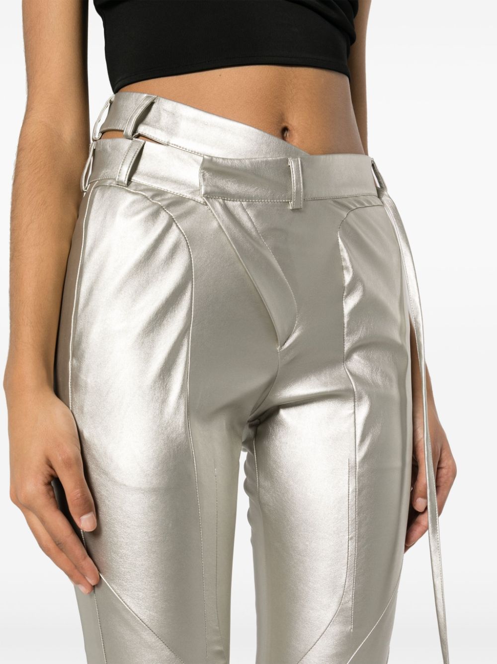 Shop Ottolinger Asymmetric Waist Trousers In Silver