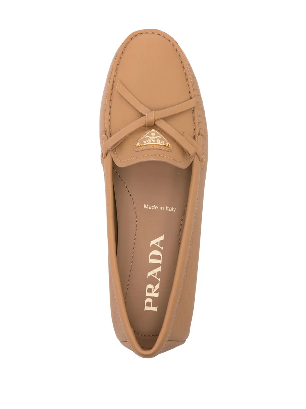 Prada triangle-logo leather loafers Neutrals