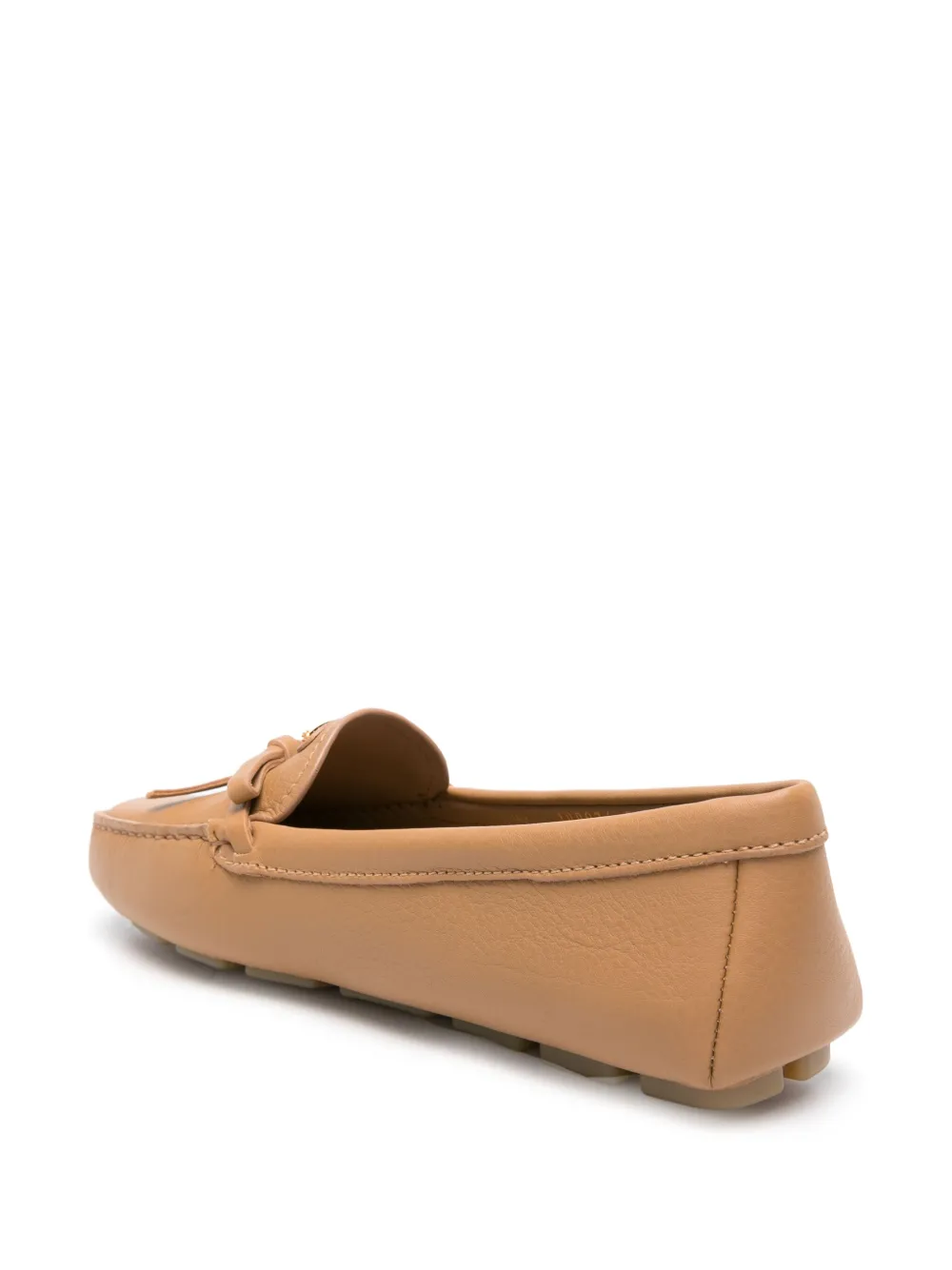 Prada triangle-logo leather loafers Neutrals