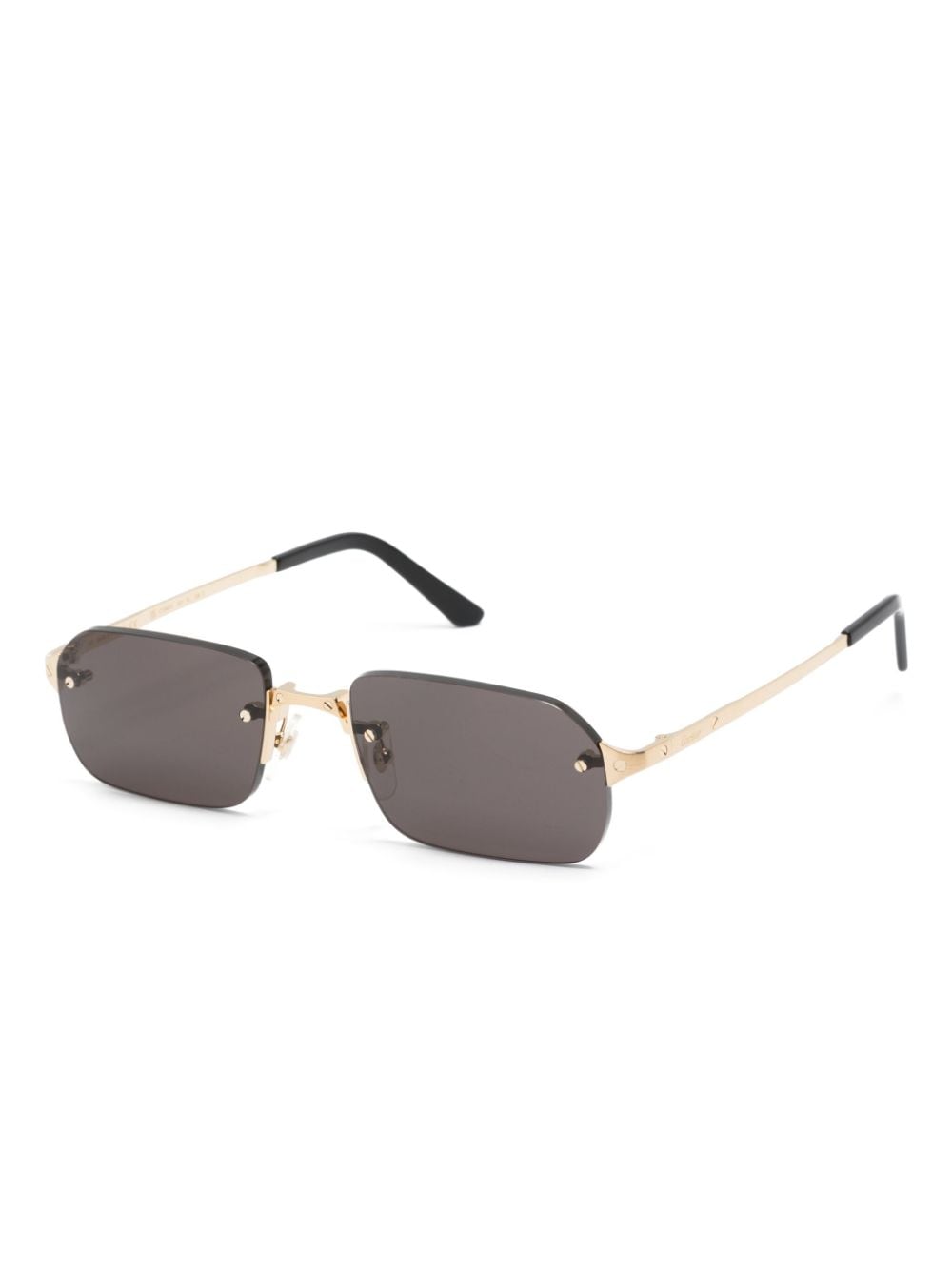Shop Cartier Santos Rectangle-frame Sunglasses In Gold