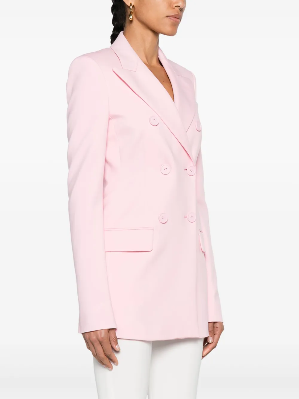 Shop Sportmax Peak-lapels Double-breasted Blazer In Pink