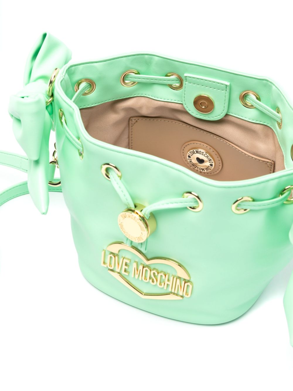 Shop Love Moschino Logo-plaque Bucket Bag In Green