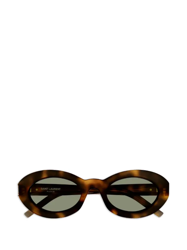 Saint Laurent Eyewear Óculos De Sol Oval Monogram Hinge | Marrom