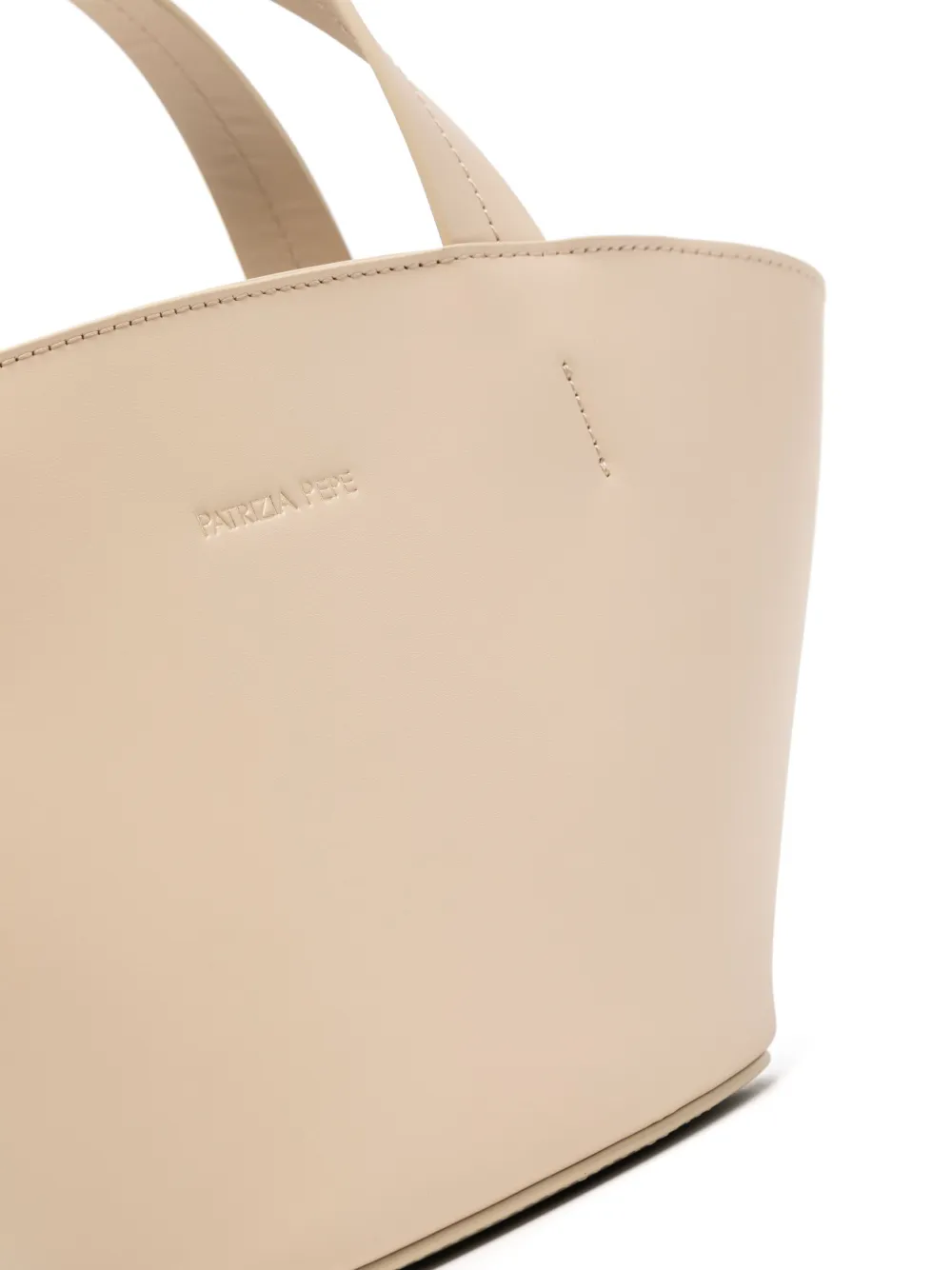 Shop Patrizia Pepe Small Minimal City Tote Bag In Neutrals