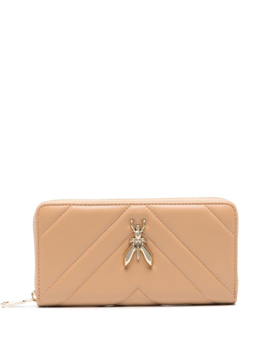 Patrizia Pepe Logo-plaque Leather Wallet In Neutral