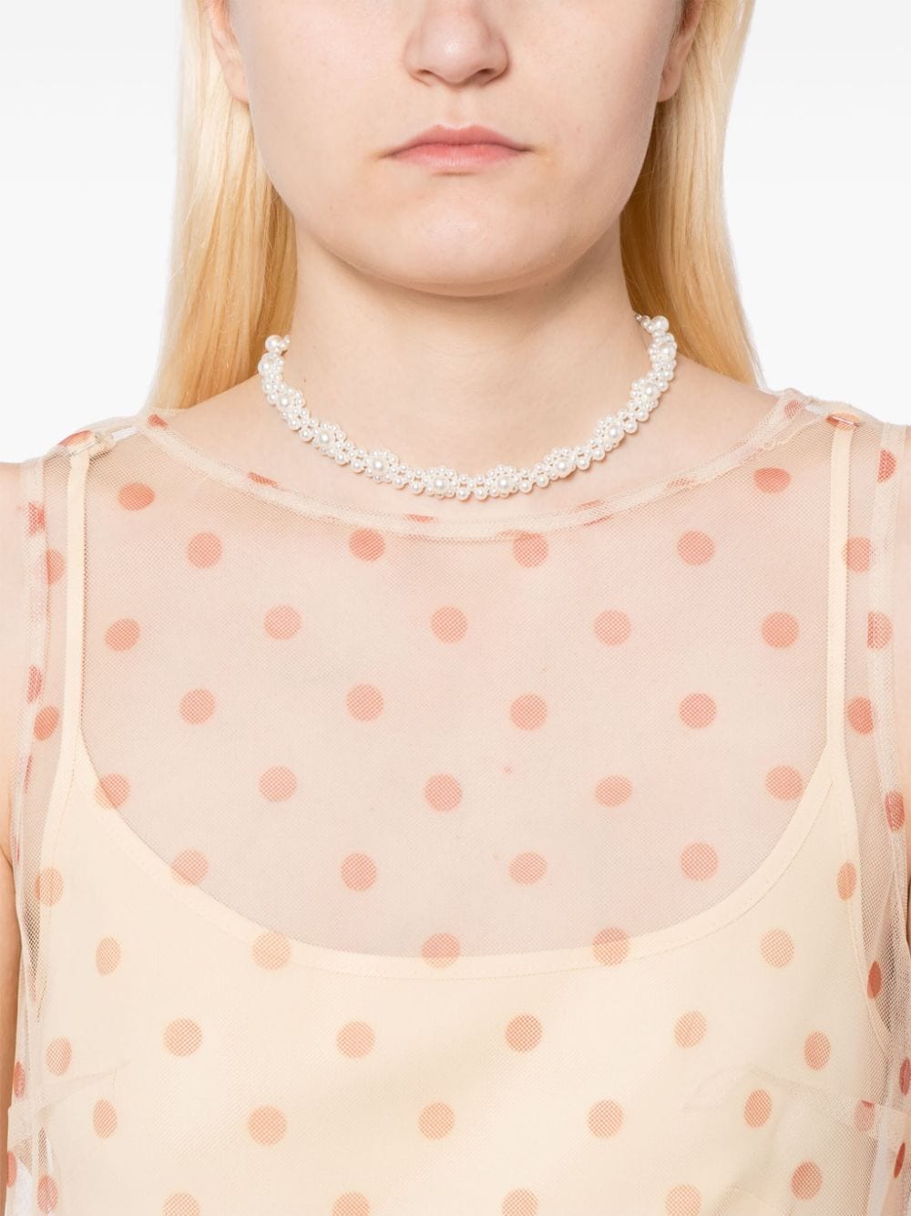 Shop Simone Rocha Daisy Faux-pearl Necklace In Neutrals